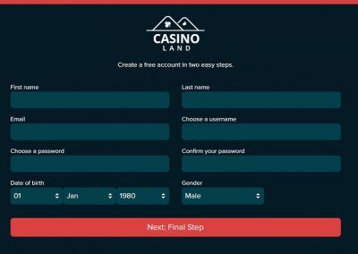 Casinoland-Registration-page