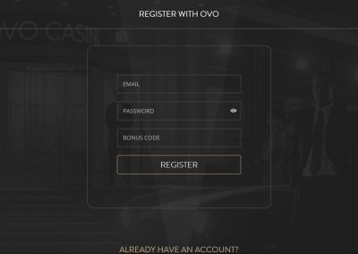 OVO Casino - Registration page