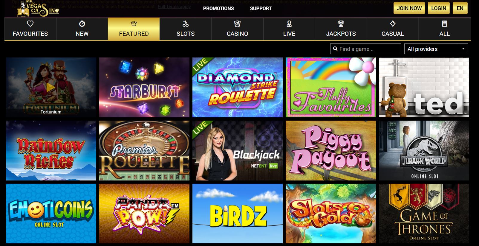 MrVegasCasino lobby