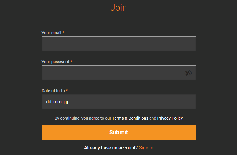 registratiescherm Cloudbet