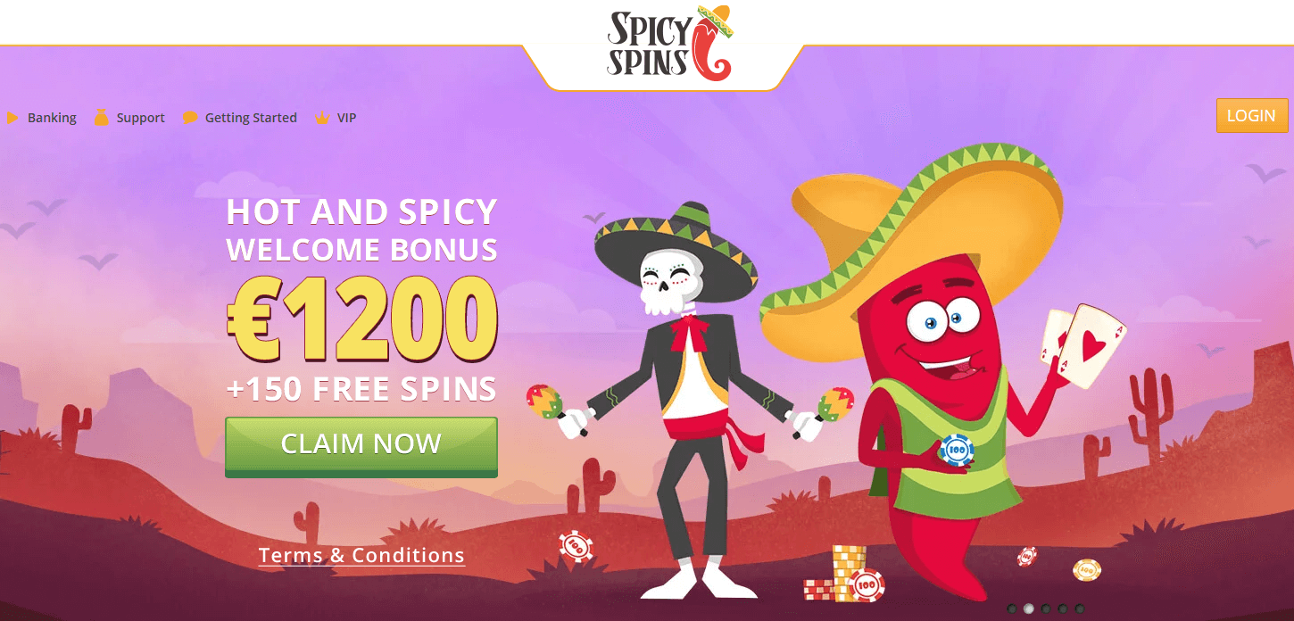 Spicyspins casino welcome bonus €1200 +150 Free Spins