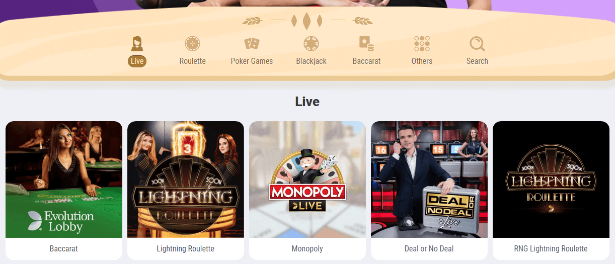 Cookie Casino live games