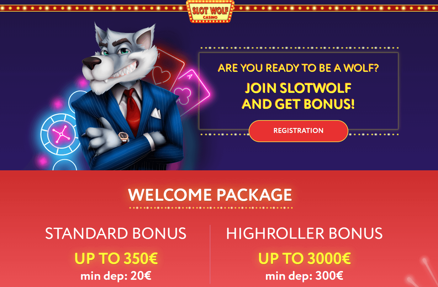 Slotwolf Casino welcome