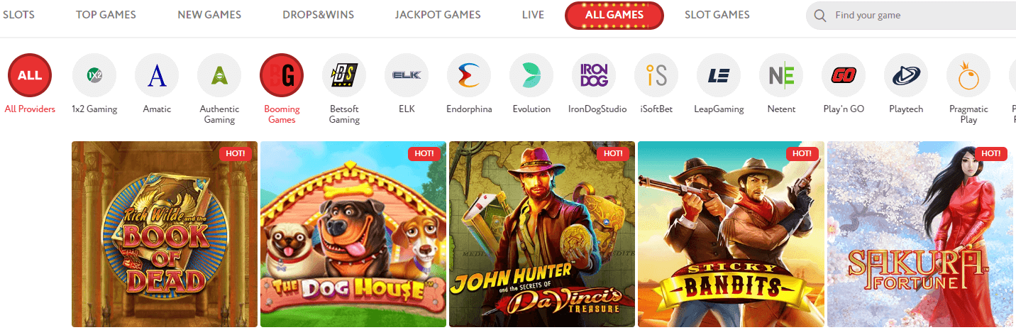 Slotwolf Casino games