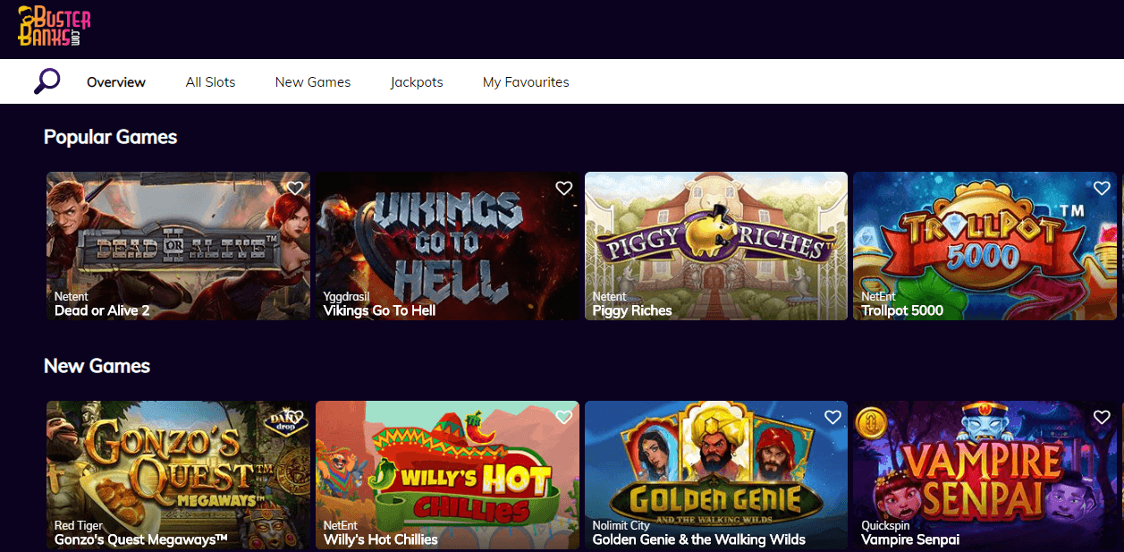 buster banks casino games