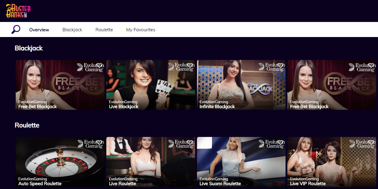 buster banks casino live games