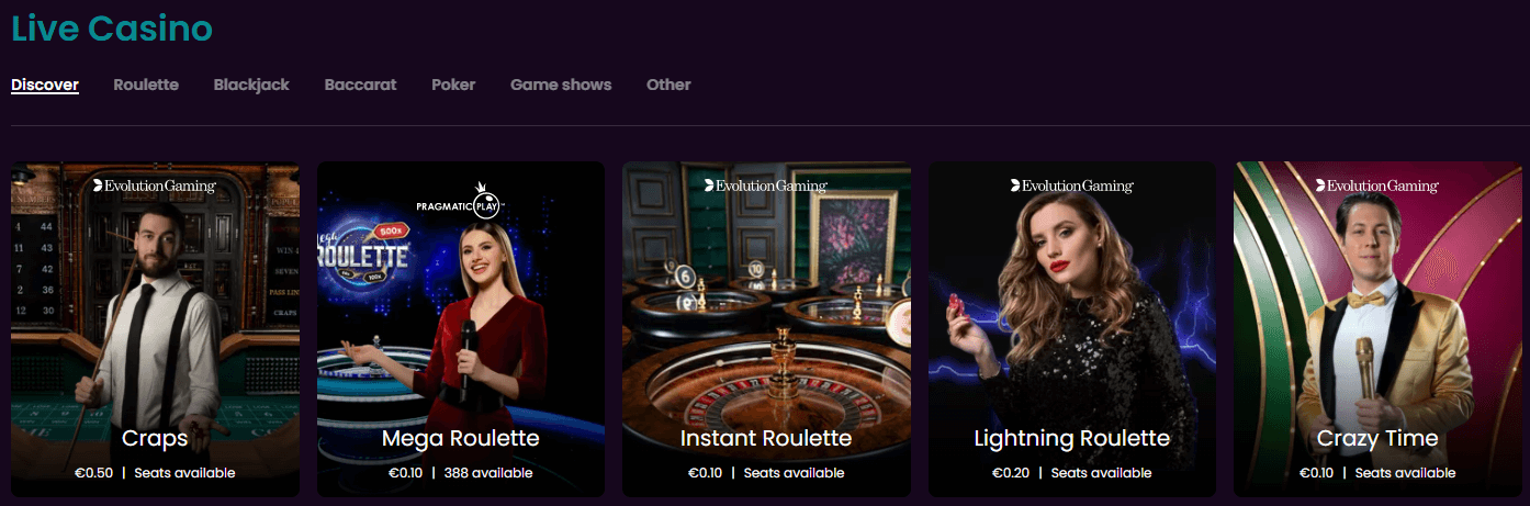 boom casino live games