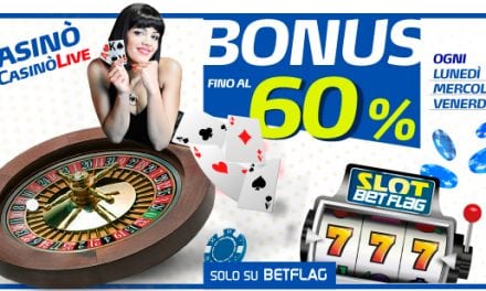 Betflag casinò BONUS Cashback: fino al 60% di rimborso