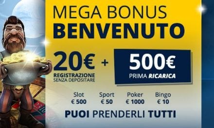 Casinò Yes, per te 20€ di bonus senza deposito + fino a 2.060€