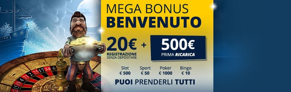 Casinò Yes, per te 20€ di bonus senza deposito + fino a 2.060€