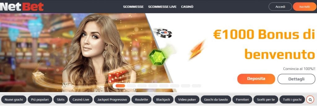 NetBet Casinò bonus